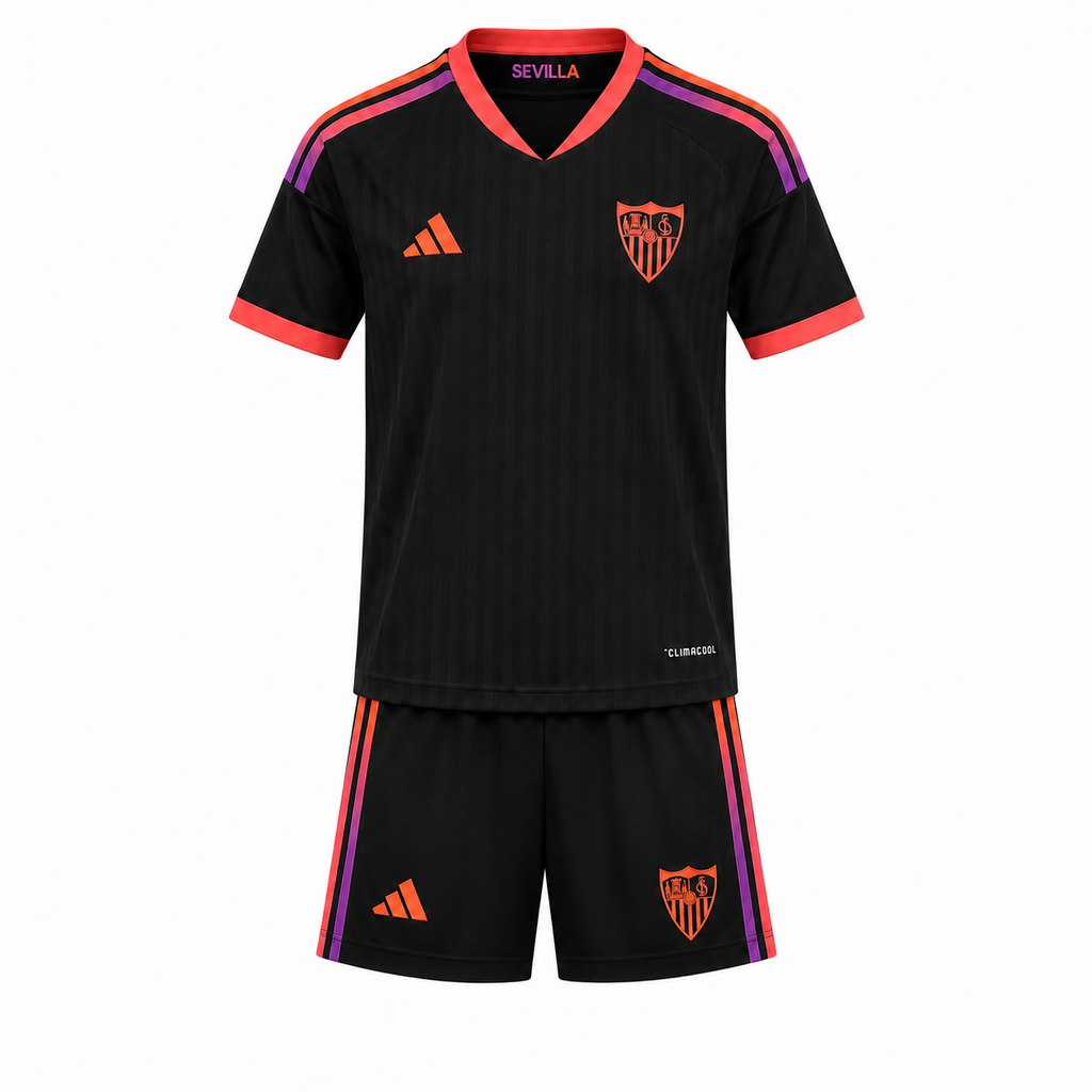 Equipación visitante negra niño Sevilla FC 26/27